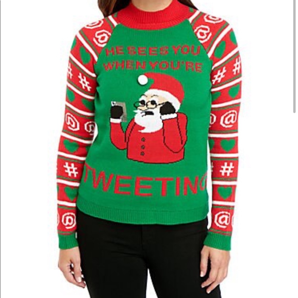 NWT ugly Christmas sweater small tweeting funny